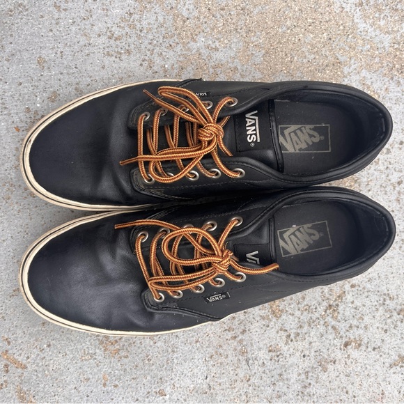 Black Leather Vans Men's Atwood Low-top Trainers Sneaker - Picture 2 of 4